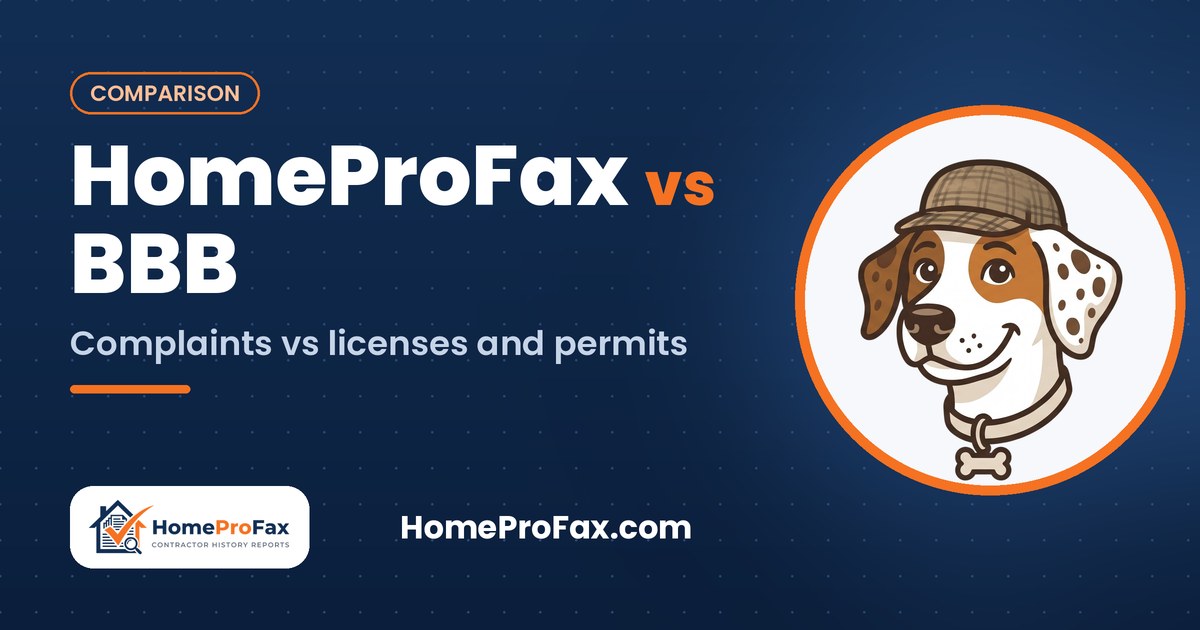 Comparison: HomeProFax vs BBB. Complaints vs licenses and permits.